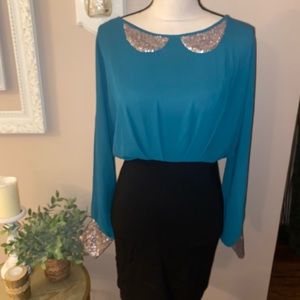 ESLY TURQUOISE & BLACK DRESS
